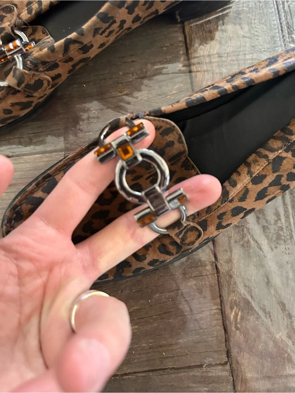 Stuart Weitzman Leopard-Print Loafers with Silver Bit